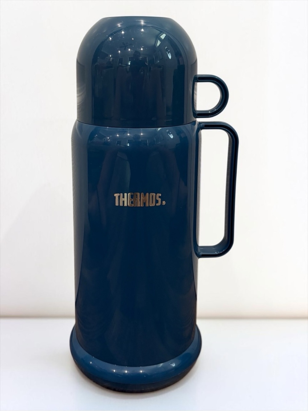 Vintage Thermos 12” Blue Insulated Vacuum Flask w/ Cup & Lid Hot/Cold Drink EUC